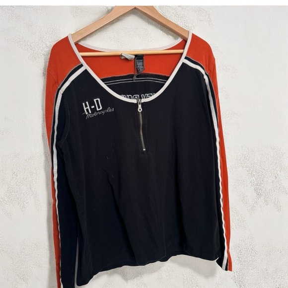 Vintage Harley-Davidson Zip Front Long Sleeve – Black & Orange Racing Style 1W - Picture 1 of 6